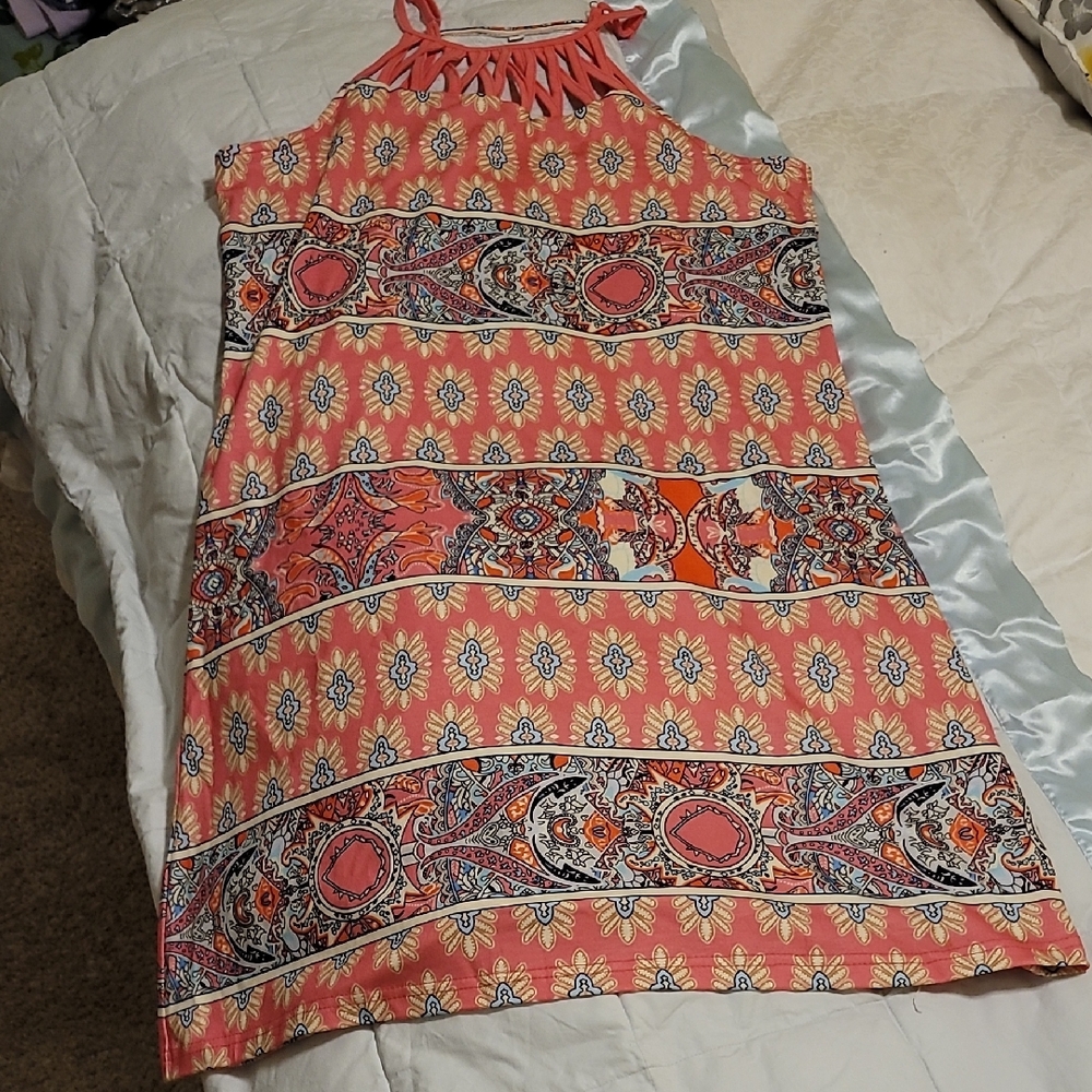 Colorful Halter Neck Dress with Pattern